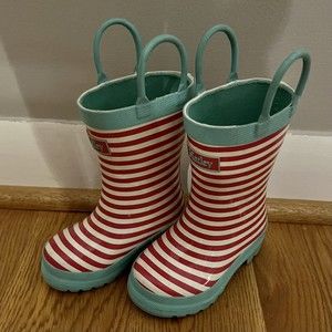 Toddler / Baby Hatley Striped Rain Boots Green Blue Red Size 5